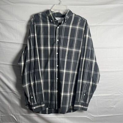 Old Navy Mens Shirt XL Tall XLT White Black Plaid Classic Button Up Long Sleeve - Image 1 of 4