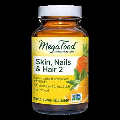 MegaFood Skin, Nails, Hair 2, 90 Tabs - Women, Men, Biotin, Vitamins A, C, Zinc - Image 1 of 2