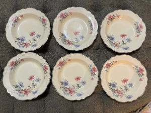 Homer Laughlin Virginia Rose 8.25 inch Rimmed Soup Salad Bowl Set of 6 - Picture 1 of 9