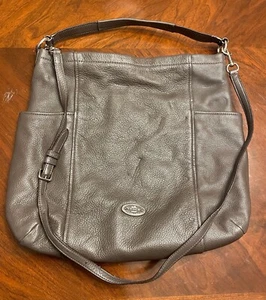 COACH KIESEL LEDER SCHULTER CROSSBODY TASCHE GRAU GREY SEITENTASCHEN REISSVERSCHLUSS TOP LARGE - Bild 1 von 14