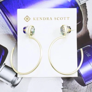 Clearance!! NWOT Kendra Scott Pepper Abalone Hoop Earrings Gold tone - Picture 1 of 5