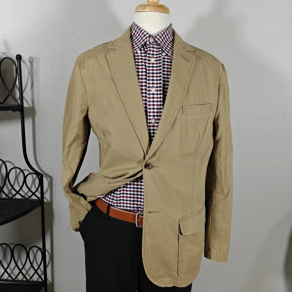 Merona Мужская Sport пальто Blazer куртка две кнопки хаки хлопок саржи большой - Изображение 1 из 4