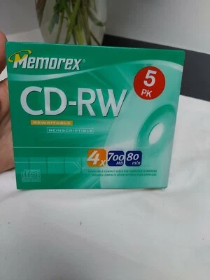 Memorex CD-RW 光盘可重写 5 包全新/密封 — 第 1/4 张图片