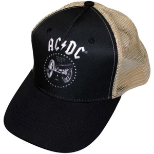 AC/DC -For Those About To Rock - Black/Sand OSFA Mesh Back Baseball Cap - Picture 1 of 2