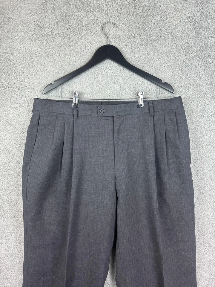 Pantalones Bachrach Para Hombres 42x38 Gris Pierna Ancha Vestido de Lana Plisado Puños Pantalones Flojos Foto 1 de 4