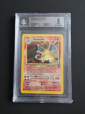 Charizard 004/130 Base Set 2 Holo Beckett 8 (not psa) Near Mint - Mint - Image 1 of 2