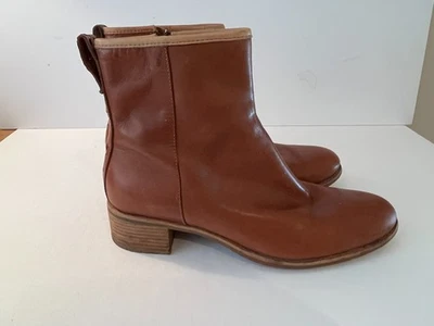 Timberland Botas al Tobillo de Cuero Marrón Cierre de Cremallera Tacones Bloque ~ Para Mujer Talla 10W Foto 1 de 4