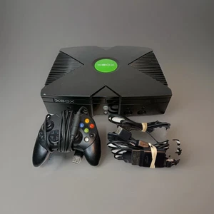 Consola Microsoft XBOX original/con cables de controlador probados funcionando negra - Imagen 1 de 1