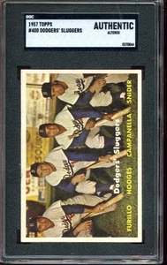 1957 Topps Baseball Card #400 Dodgers Sluggers SGC Authentic Altered - Picture 1 of 2