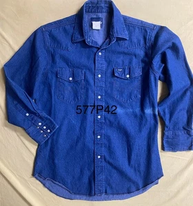 VTG Wrangler snappy chambray men’s shirt16.5x33 super strong color gripper snaps - Picture 1 of 7