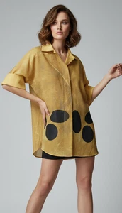 Akris Punto Cotton Blouse  Dark Yellow Size US 6 UK 10 faded - Bild 1 von 12