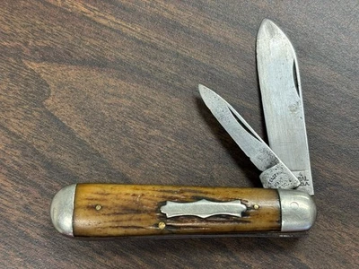 Muy Raro Hermoso Cuchillo Plegable Colonial Hueso 2 Hojas - E. Felsenheld - C 1930 Foto 1 de 4