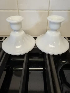 Milchglas Kerzenständer Paar Vintage 3 1/2" - Bild 1 von 5