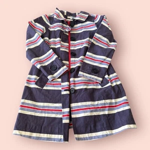 Abrigo de lluvia Boden Rainy Day Mac para mujer 12 múltiples rayas clásico botón cremallera interior - Imagen 1 de 8
