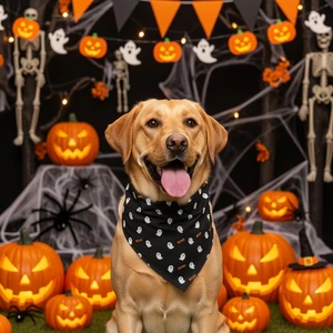 Top Performance Halloween Hund Bandana Glow in the Dark "BOO" Hav-A-Hank Outfit - Bild 1 von 4