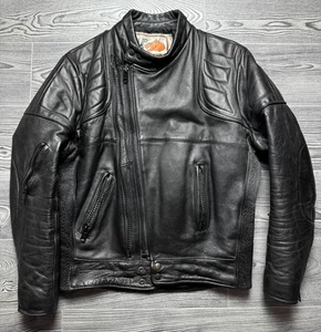 mens vintage leather jacket motorcycle jacket medium - Picture 1 of 17