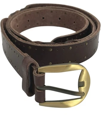 Cinturón de cuero Lucky Brand para mujer talla grande marrón tachonado recortado tejido Foto 1 de 4