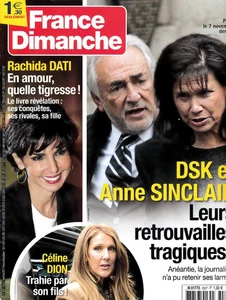 FRANCE DIMANCHE n°3507 15/11/2013 DSK Anne Sinclair Céline Dion Rachida Dati F55 - Imagen 1 de 1