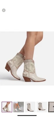 Dolce Vita Loral Croco Print Leather Western Boots Ivory Color Sz 8 - Image 1 of 4