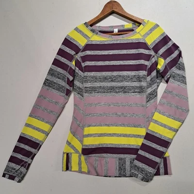 Lululemon Feminino 8 Race Your Pace Manga Longa Tripla Listras Gêmeas Berry Yum Yum - Imagem 1 de 4