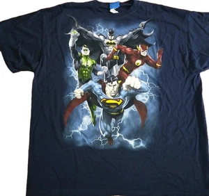 Justice League Blue Mens T-Shirt Size 2XL Batman Superman Flash Green Lantern DC - Picture 1 of 6