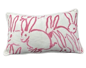 Hasenstall in Rosa Jagd Slonem Lendenkissen 20 x 14 Reißverschluss abnehmbarer Bezug - Bild 1 von 7