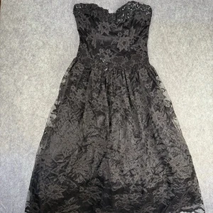 Vestido De Colección Scott McClintock Negro Baile de graduación Cóctel Lentejuelas Encaje Sin Tirantes Talla 10 - Imagen 1 de 15