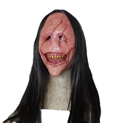 Halloween Female Devil Demon Scary Horror Latex Face Mask Hair Cosplay Party - Image 1 of 4