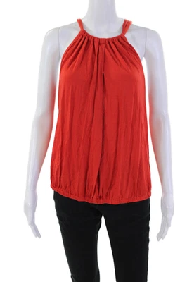 Blusa roja Trina Turk para mujer texturizada sin mangas con cuello en V corbata delantera talla S Foto 1 de 4