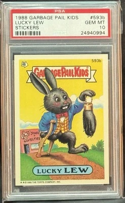 1988 GARBAGE PAIL KIDS SERIES 15 #593B LUCKY LEW PSA 10 GEM MINT - Image 1 of 2