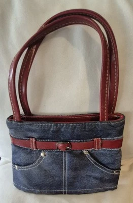 Винтажный - 1990-х маленький джинсовой ткани Jean сумочка с ручками. НИКОГДА НЕ ИСПОЛЬЗОВАЛСЯ НА ХРАНЕНИИ - Изображение 1 из 4