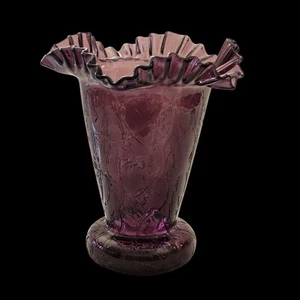 Vidrio Artístico Bischoff Glass Company Grande Púrpura Crackle Volantes Top De Colección Años 40 - Imagen 1 de 12