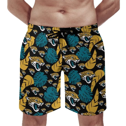 Jacksonville Jaguars Men's Beach Pants Quick Drying Swim Shorts with Mesh Lining Cover