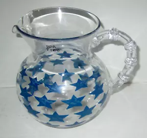 PATRIOTIC ~ Acrylic Pitcher ~ "BLUE STARS" ~ 5" W X 9"H ~ BPA Free - Picture 1 of 2