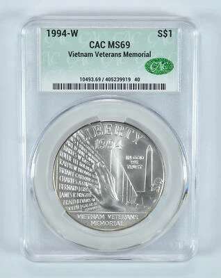1994-W Vietnam Commemorative Silver Dollar MS69 CAC - Image 1 of 4