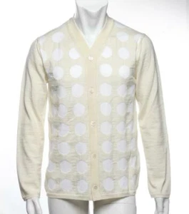 COMME DES GARCONS SHIRT Mens Cream Wool Knit Polka Dot Cardigan Sweater L NEW - Picture 1 of 4