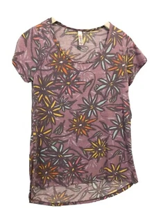 LuLaRoe Classic T Shirt Womens Extra Small XS Purple Floral Print High Low Hem  - Picture 1 of 7