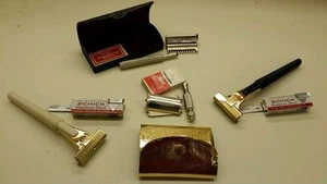 Gillette/ 1912 Valet Auto Strop/Schick Golden 500/Schick Gold Razor Lot - Picture 1 of 11