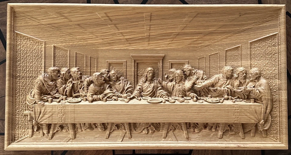 Decoración de arte de pared tallada en madera Última Cena Foto 1 de 4