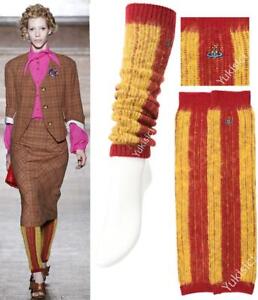 Vivienne Westwood Japan Wool Arm Leg Warmers Stripes +Orb Embroidered-M-L-18.9"L