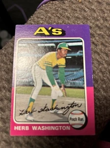 1975 Topps Baseballkarte #407 Herb Washington Oakland A’s. - Bild 1 von 1