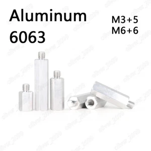 Stecker-Buchse Aluminium 6063 Sechskantsäule Abstandstütze Zwischenring Säule M3+5 M6+6 - Bild 1 von 5