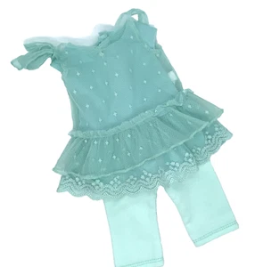 American Girl Truly Me Aqua Lace Overlay Dress & Leggings - Picture 1 of 9