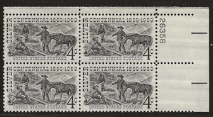 US Scott #1130, Plate Block #26358 1959 Silver Centennial 4c FVF MNH Upper Right - Picture 1 of 1