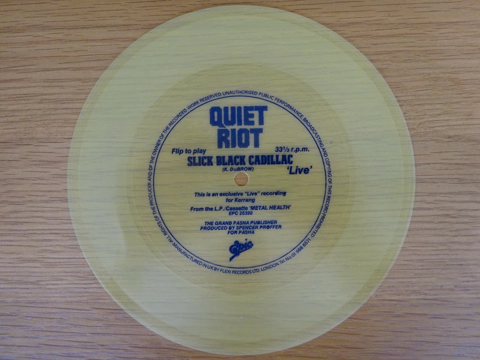 QUIET RIOT SLICK BLACK CADILLAC LIVE 7 INCH FLEXIDISC SINGLE - Image 1 of 1