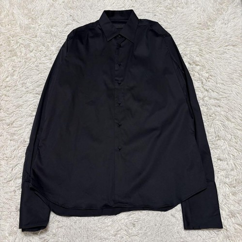 Rara Camicia 42 Xl Prada Nera Manica Lunga Vestito Elasticizzato