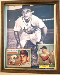1956 # 14 & 1961 #375 Ken Boyer Baseball Cards & Framed 1950s young Photo - Picture 1 of 6