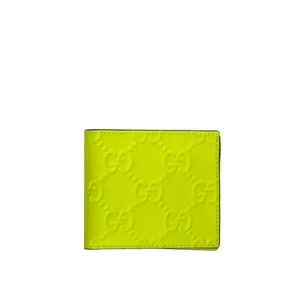 Gucci Men's GG Rubber Effect Wallet Fluorescent Yellow 771309 AADM4 7205 - Picture 1 of 10