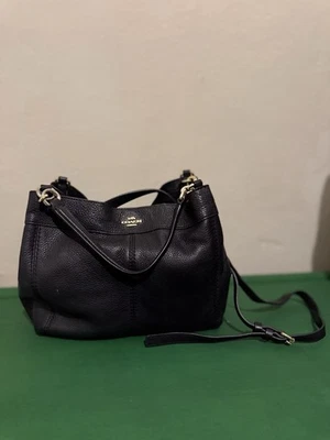 Coach Lexy F23537 Black Pebble Leather Satchel Bag 2 Way Carry Looks Unused - Image 1 of 4