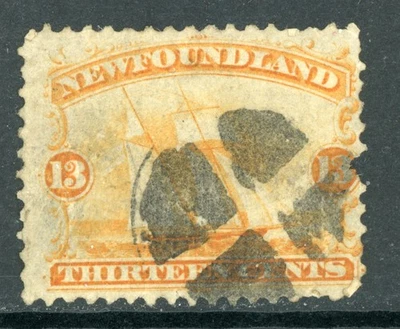 Canada 1865 QV Newfoundland 13¢ Orange Ship Scott #30 VFU G943 - Image 1 of 4